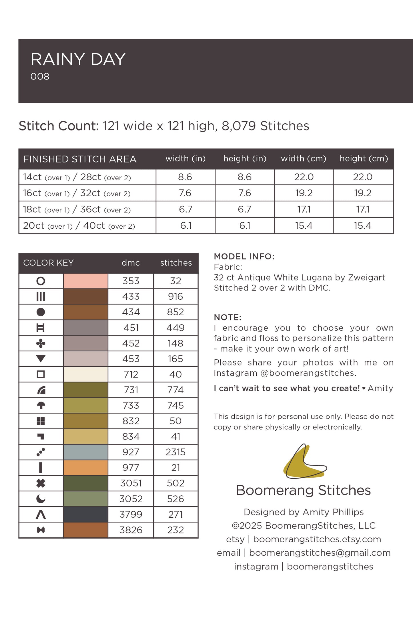 Rainy Day Cross Stitch Pattern by Boomerang Sitches