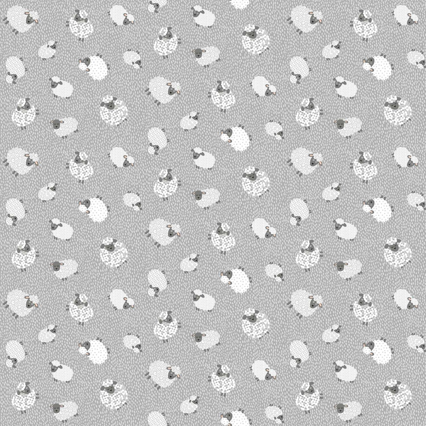 Fun On The Farm Woolly Sheep Grey M068S by Makower Fabrics (sold in 25cm increments)