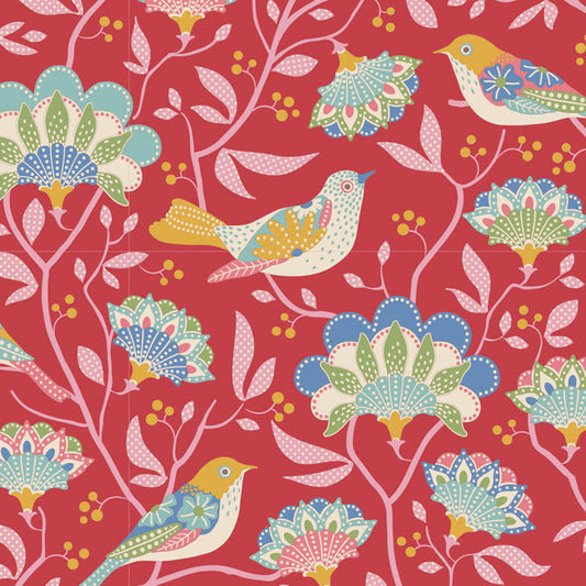 Jubilee Bird Tree Red 100544 by Tilda (Sold in 25cm increments)