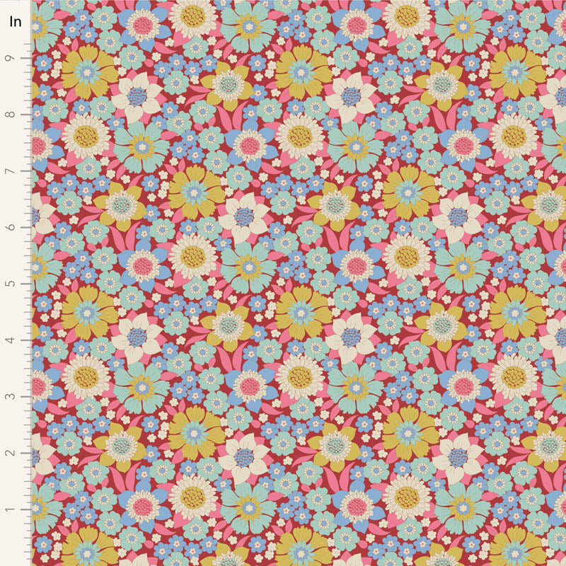 Wallflower Lauren Burgundy 100602 by Tilda (sold in 25cm increments)