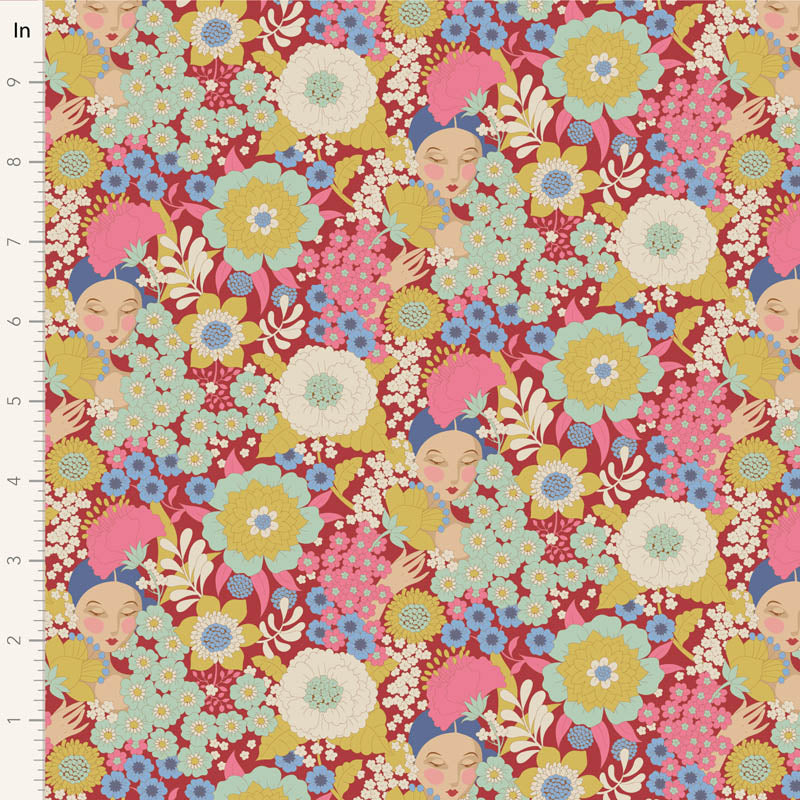 Wallflower Burgundy 100606 by Tilda (sold in 25cm increments)