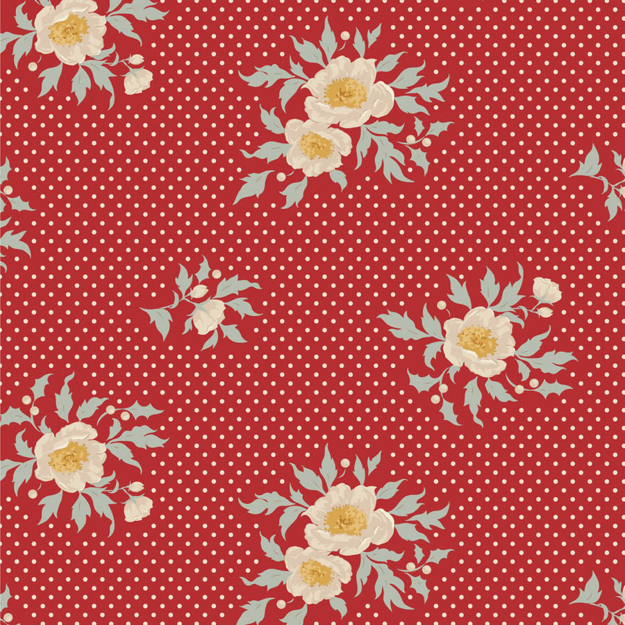 Tilda Merry Little Christmas Joy Red 100624 (sold in 25cm increments)