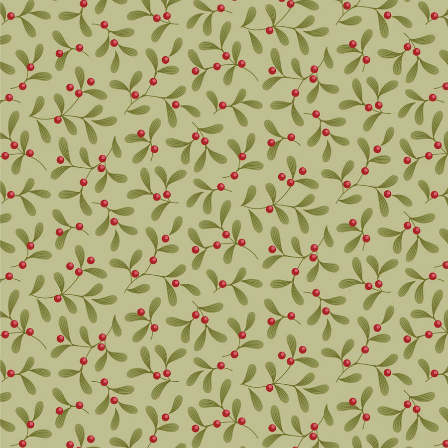 Tilda Merry Little Christmas Mistletoe Pistachio 100633 (sold in 25cm increments)