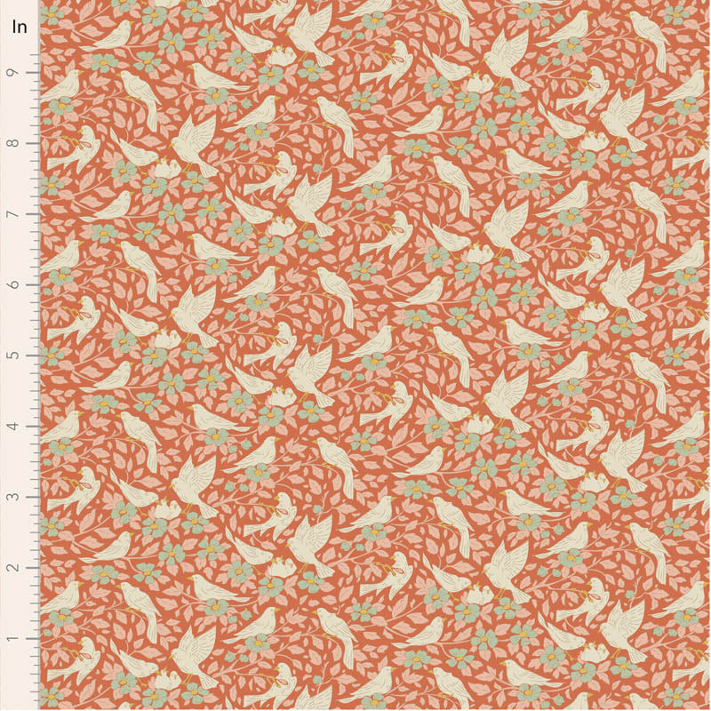 Songbird Ava Coral 100644 by Tilda (sold in 25cm increments)