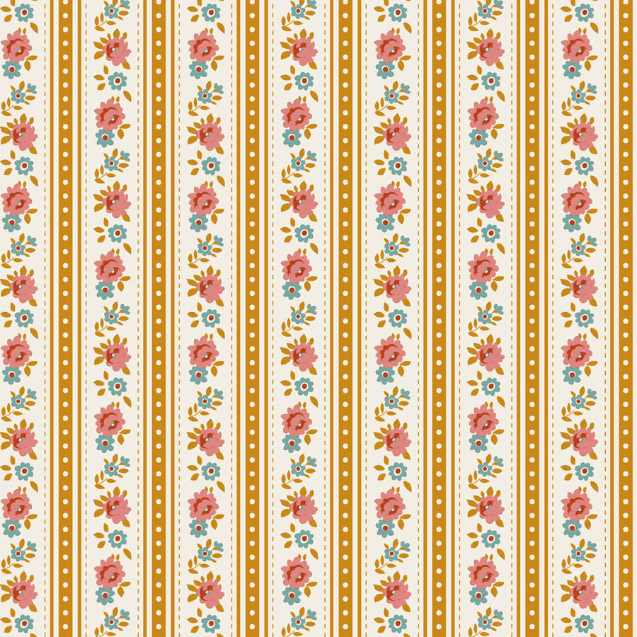 Tilda Village Life Agnes Ochre 100683 by Tilda (sold in 25cm increments)