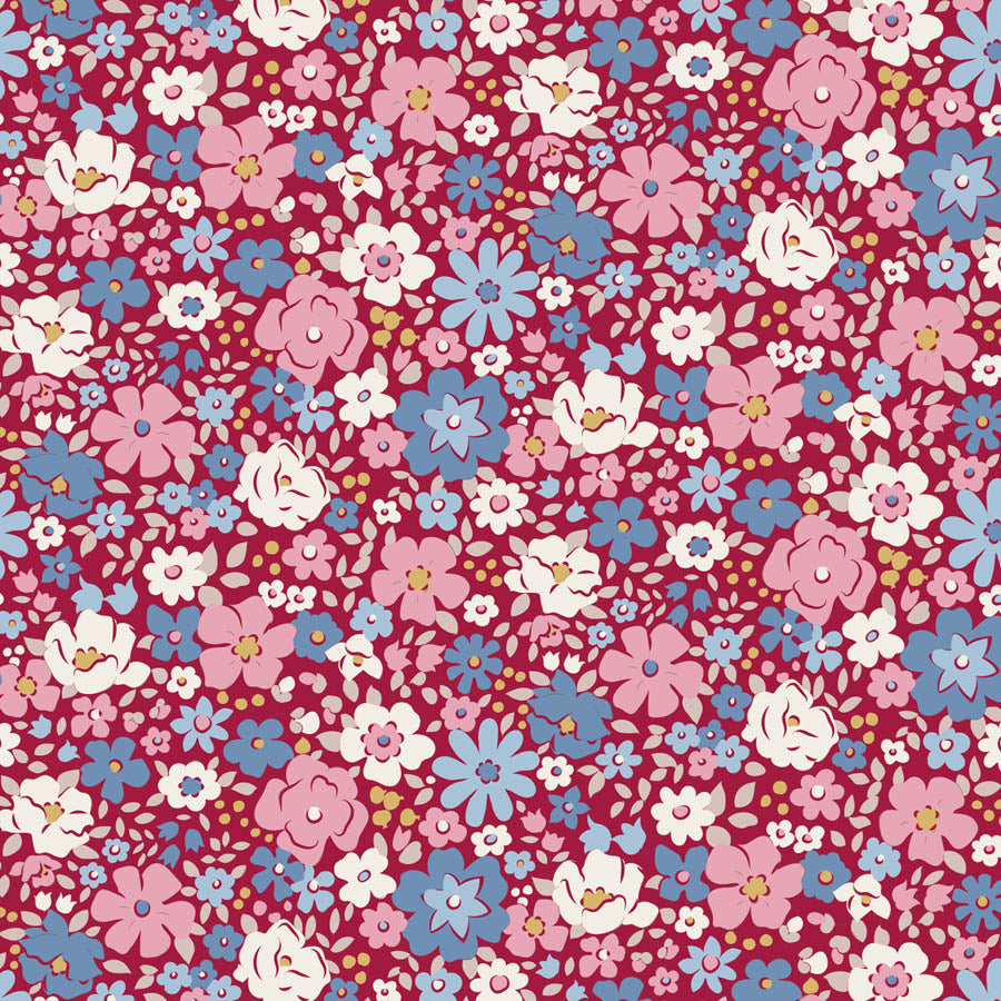 Tilda Village Life Esther Burgundy 100695 by Tilda (sold in 25cm increments)