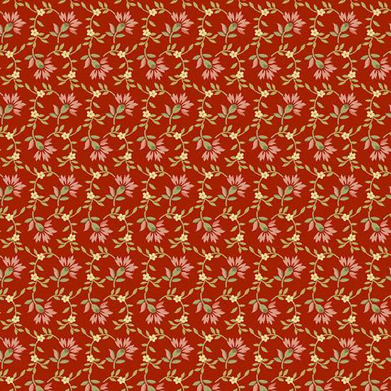 Farmers Daughter Sweet Clover Red Rose A10078R by Laundry Basket Quilts for Andover (sold in 25cm Increments)