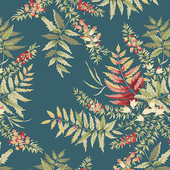 Secret Stash Favorites - Blue Willow Fern Velvet A10541B by Laundry Basket Quilts for Andover Fabrics (sold in 25cm increments)