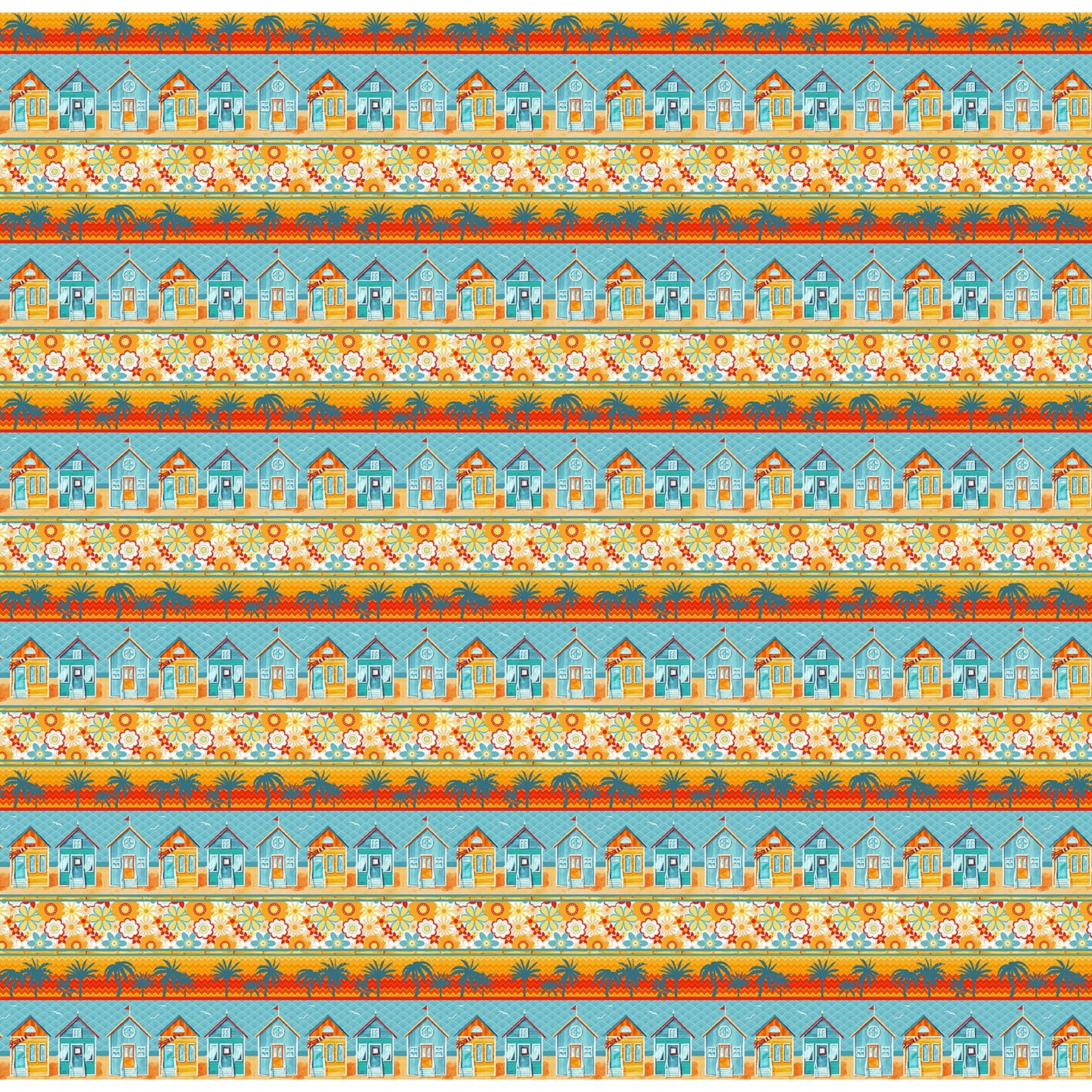 Surf's Up Beach Cottage Novelty Stripe by Barb Tourtillottee for Henry Glass Fabrics (sold in 25cm increments)