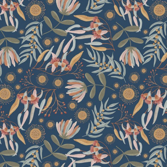 Flora & Fauna Flora Navy 11800104 by Nutex Wholesalers (Sold in 25cm increments)