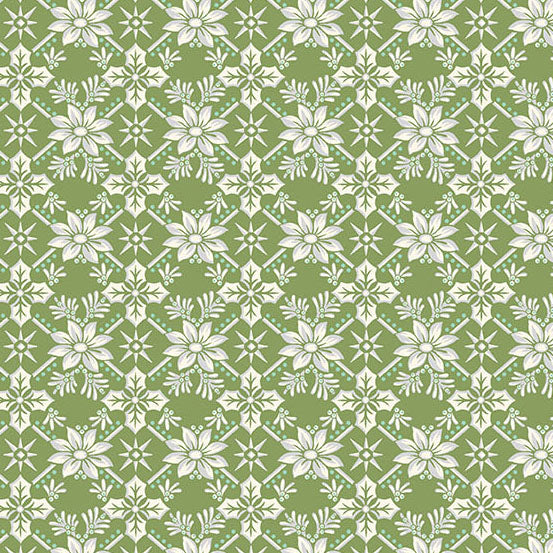 Sugarberry Winter Foliage Green A1463G by Andover Fabrics (sold in 25cm increments)