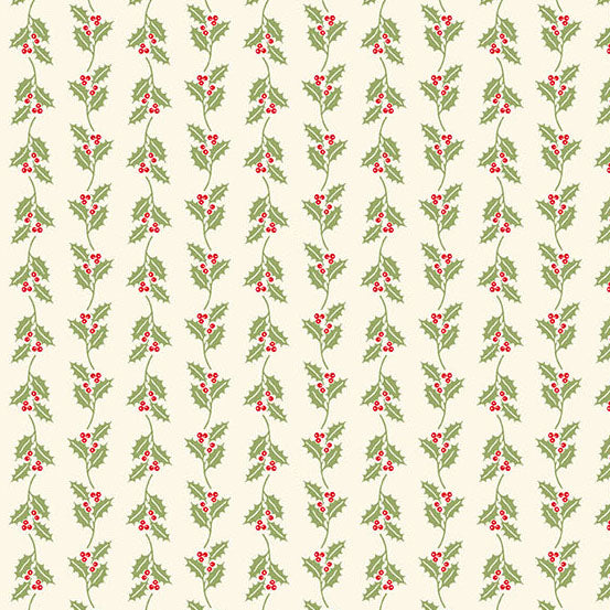 Sugarberry Holly Cream A1465L by Andover Fabrics (sold in 25cm increments)