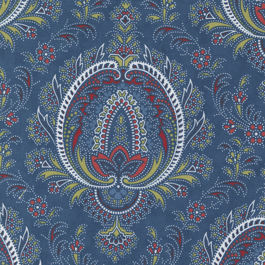 Union Square Blue Paisley Pomegranate M1495015 by Minick and Simpson for Moda (sold in 25cm increments)