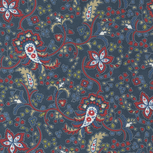 Union Square Navy Flourish Florals M1495116 by Minick and Simpson for Moda (sold in 25cm increments)