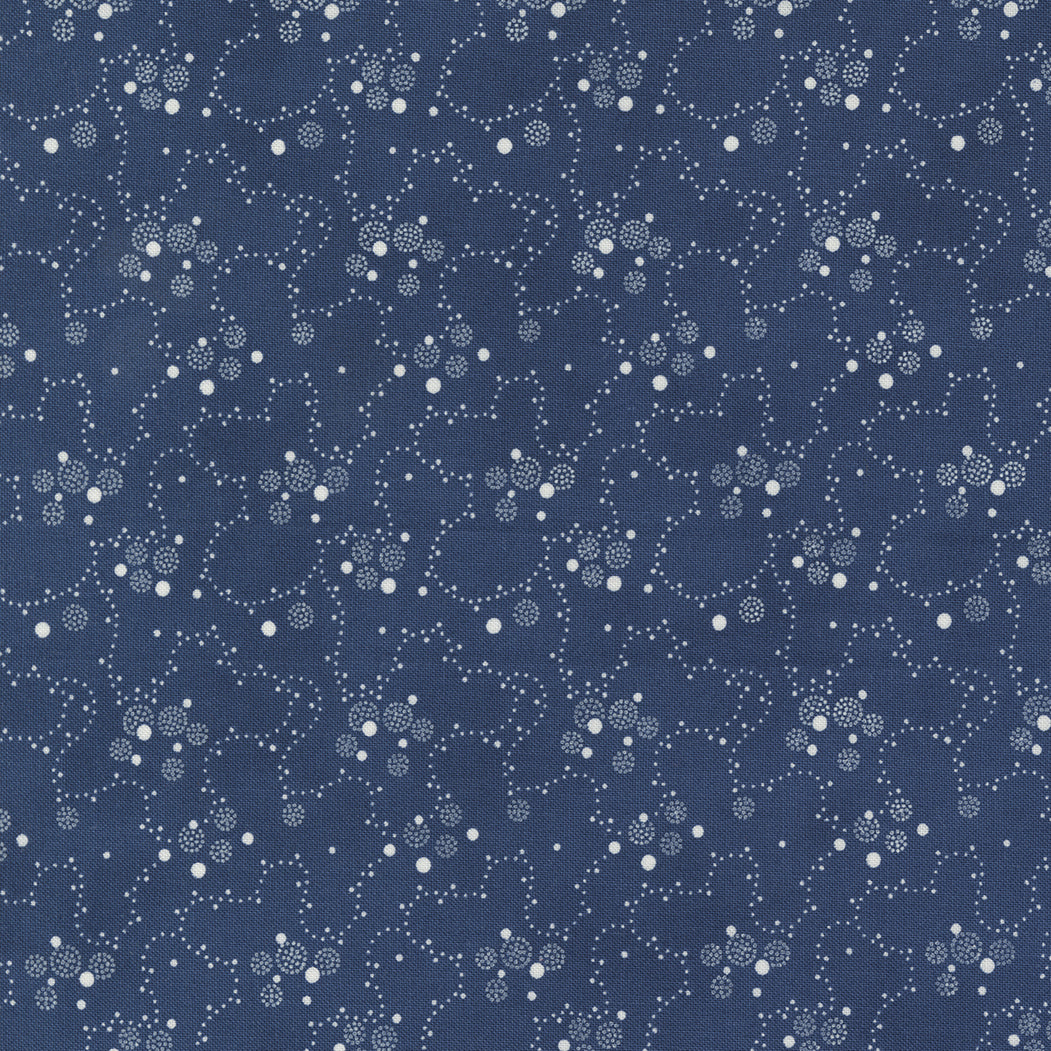 Sunrise Side Navy Meandering Dot M1496318 by Minick and Simpson for Moda Fabrics (sold in 25cm increments)