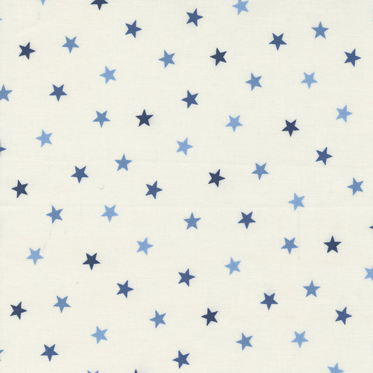 Sunrise Side Cream Blue Sparse Star M1496421 by Minick and Simpson for Moda Fabrics (sold in 25cm increments)