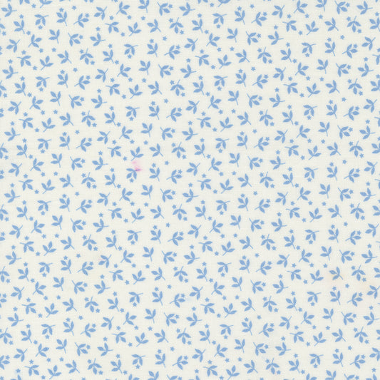 Sunrise Side Cream Blue Little Leaf M1496511 by Minick and Simpson for Moda Fabrics (sold in 25cm increments)