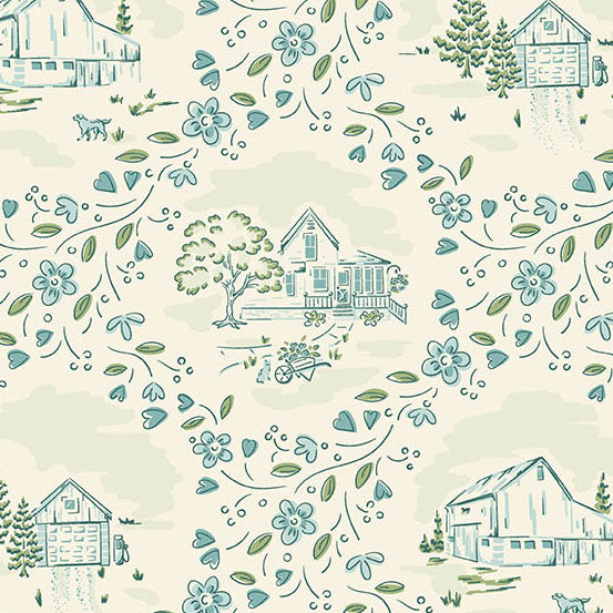 Heartland Heartland Cream A1582B by Judy Jarvi for Andover Fabrics (sold in 25cm increments)