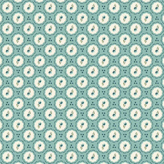 Heartland Little Blossom Misty Blue A1584B by Judy Jarvi for Andover Fabrics (sold in 25cm increments)