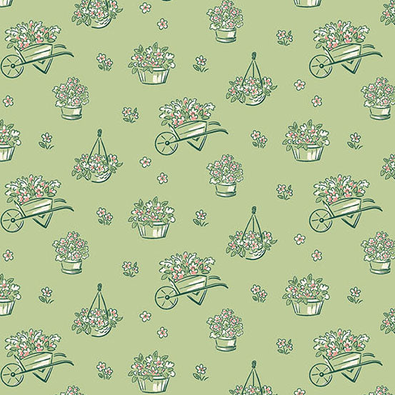 Heartland Dianne Flowers Cucumber A1586G by Judy Jarvi for Andover Fabrics (sold in 25cm increments)