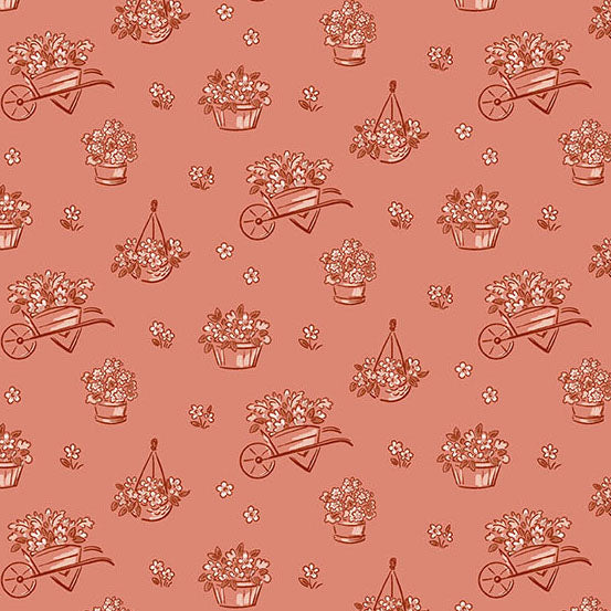 Heartland Dianne Flowers Clay A1586R by Judy Jarvi for Andover Fabrics (sold in 25cm increments)
