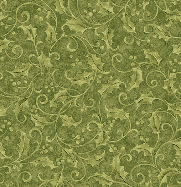 Star Of Wonder - Star of Light Holly Green 6240 by Nancy Halvorsen for Benartex Fabrics (sold in 25cm increments)