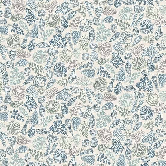 Driftwood Shells Cream M176Q by Makower (sold in 25cm increments)