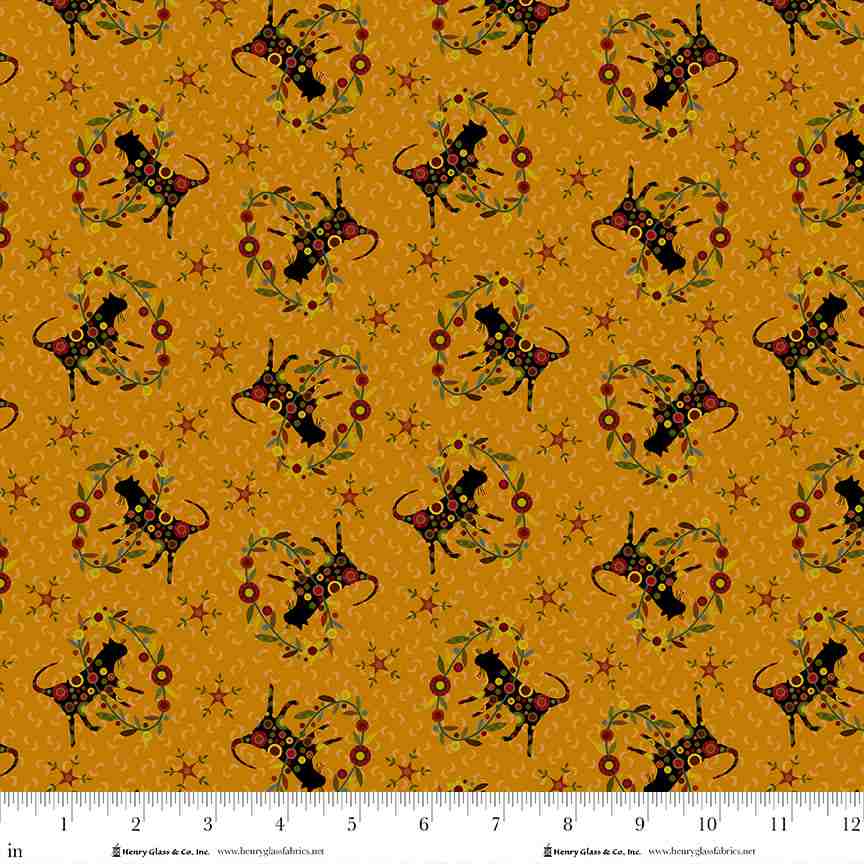 Pennyberry Farm Orange Cats 2004-33 by Kim Diehl for Henry Glass Fabrics (sold in 25cm increments)