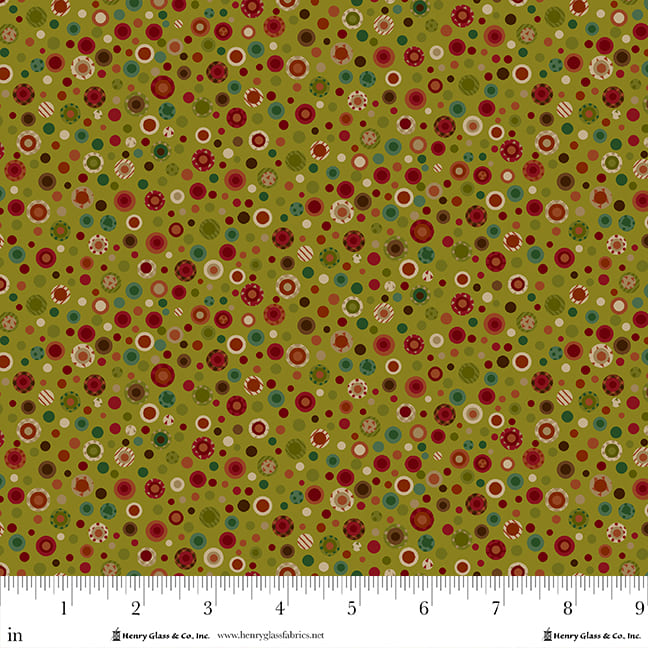 Pennyberry Farm Medium Green Big Dots 2020-66 by Kim Diehl for Henry Glass Fabrics (sold in 25cm increments)