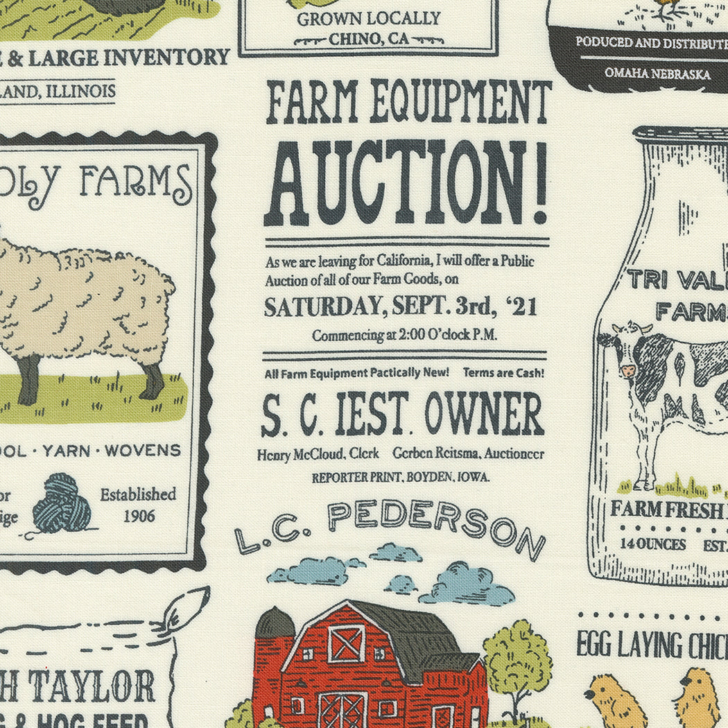 Farmstead Vintage Farm Advertising Porcelain M209211 by Stacy Iest Hsu for Moda fabrics (sold in 25cm increments)