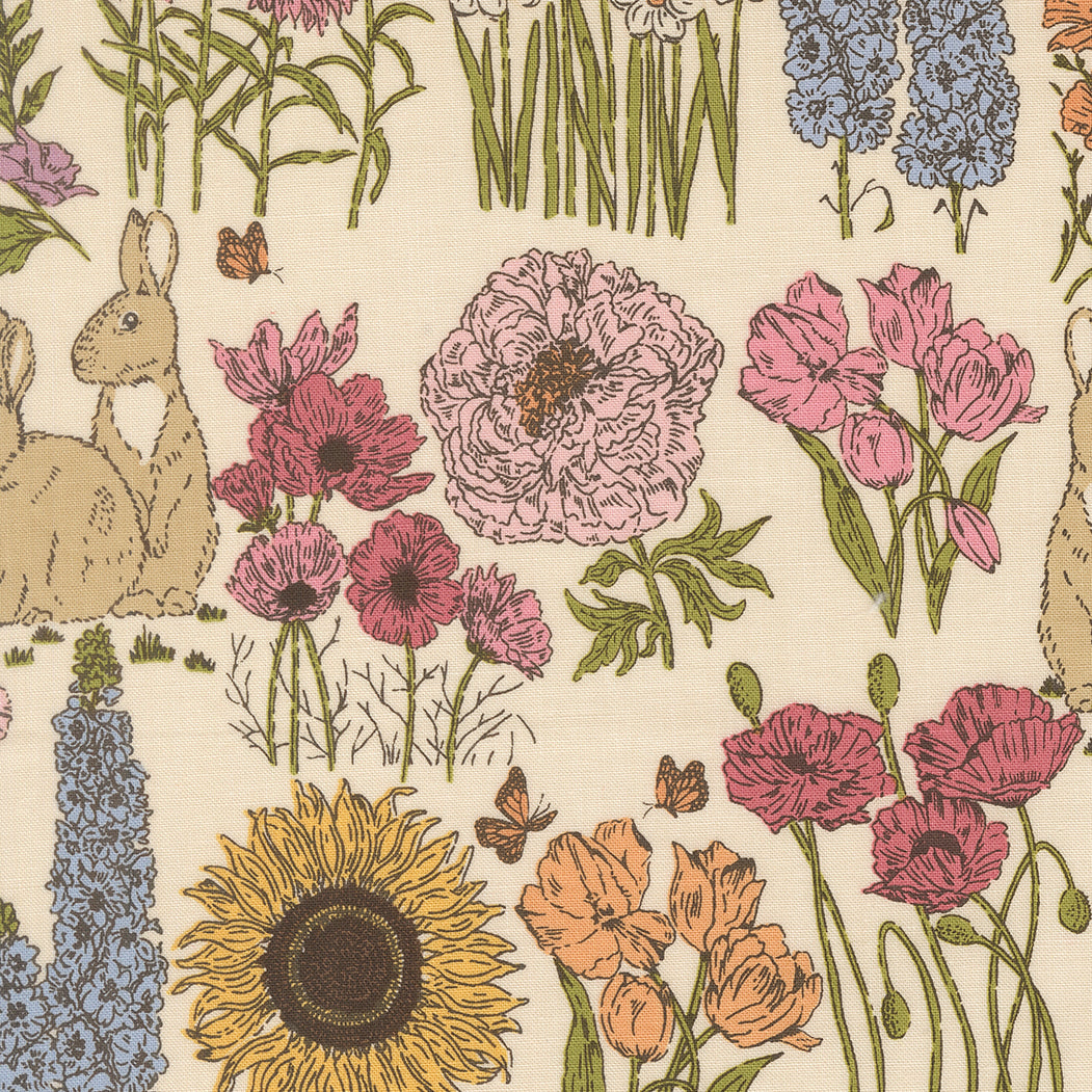 My Secret Garden Garden Bunnies Cloud M2098211 by Stacy Iest Hsu for Moda Fabrics (sold in 25cm increments)