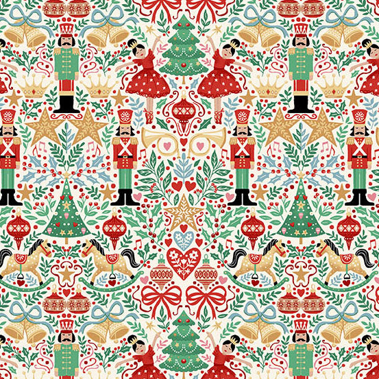 The Nutcracker Sugar Plum Cream M229Q by Makower UK (sold in 25cm increments)