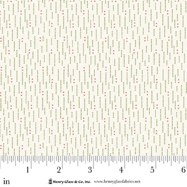 Seasonal Shirtings Green Pink Dotted Lines 2570-26 by Stacy West for Henry Glass Fabrics (sold in 25cm increments)