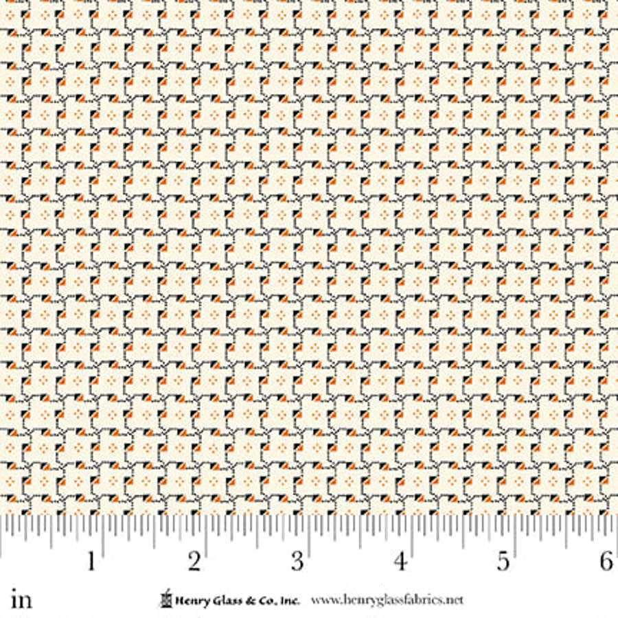 Seasonal Shirtings Black Orange Triangles 2572-93 by Stacy West for Henry Glass Fabrics (sold in 25cm increments)