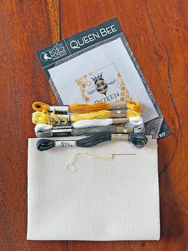 Queen Bee Cross Stitch Kit by Robin Pickens for Moda Fabrics