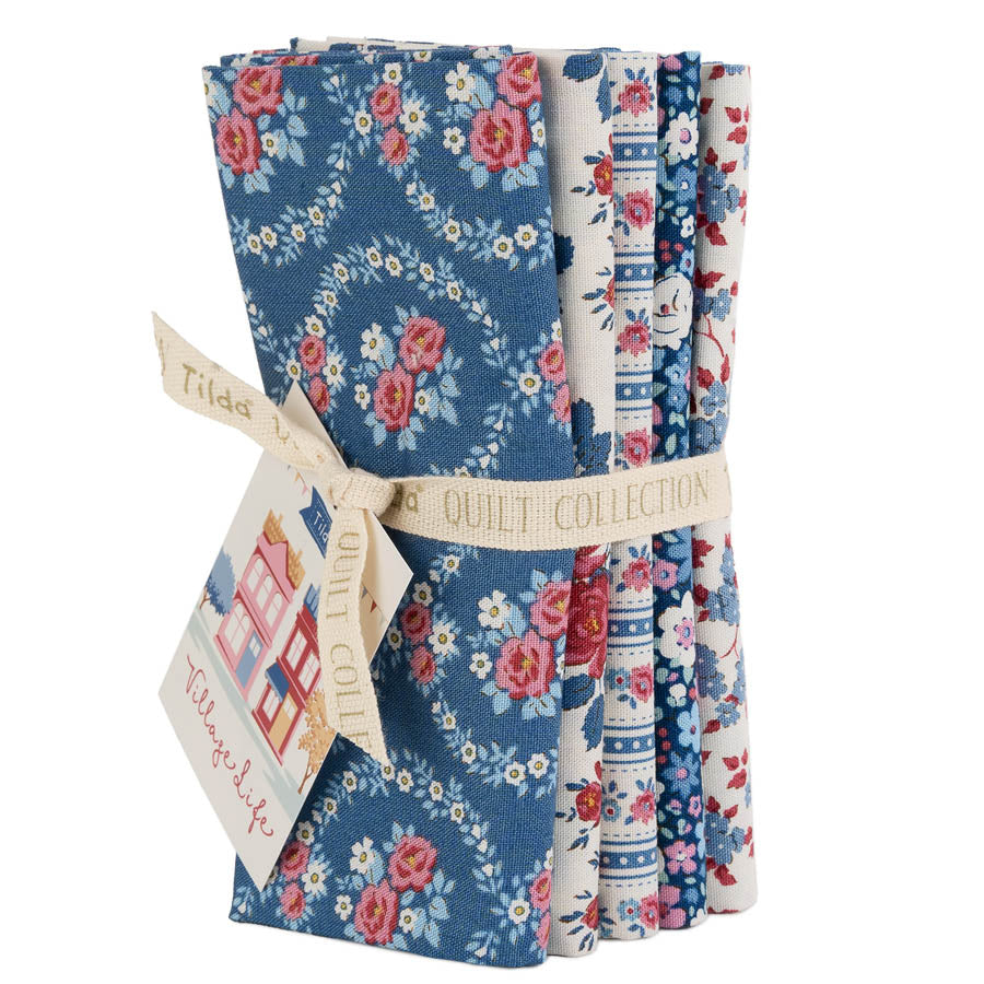 Tilda Village Life Blue Fat Quarter Bundle by Tilda