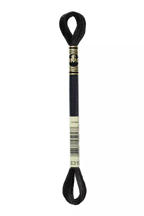 DMC E310 Mouline Light Effects Metallic Black 6 Strand Embroidery Floss
