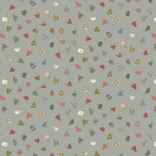 Down Tinsel Lane Lt Blue Christmas Cups 3213-17 by Anni Downs for Henry Glass Fabrics (sold in 25cm increments)