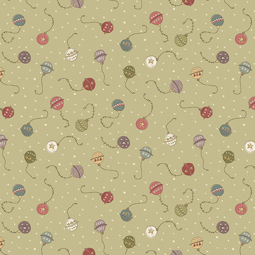 Down Tinsel Lane Lt Green Ornaments 3215-60 by Anni Downs for Henry Glass Fabrics (sold in 25cm increments)