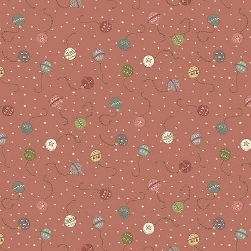 Down Tinsel Lane Red Ornaments 3215-88 by Anni Downs for Henry Glass Fabrics (sold in 25cm increments)