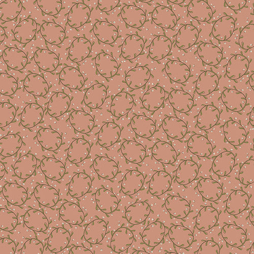 Down Tinsel Lane Pink Wreaths 3218-22 by Anni Downs for Henry Glass Fabrics (sold in 25cm increments)