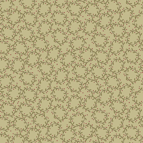 Down Tinsel Lane Lt Green Wreaths 3218-60 by Anni Downs for Henry Glass Fabrics (sold in 25cm increments)