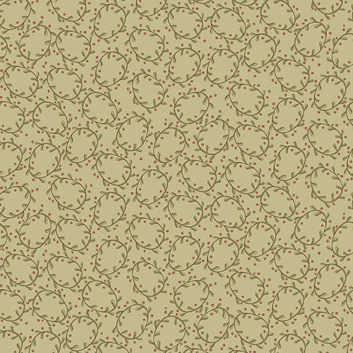 Down Tinsel Lane Lt Green Wreaths 3218-60 by Anni Downs for Henry Glass Fabrics (sold in 25cm increments)