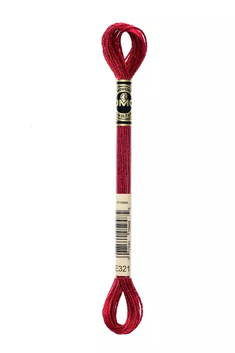 DMC E321 Mouline Light Effects Metallic Carmine Red 6 Strand Embroidery Floss