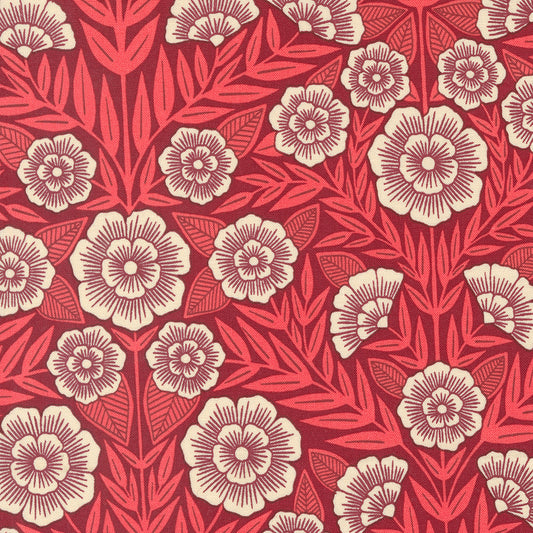Flower Press Crimson Florals by Katharine Watson of Moda fabrics (sold in 25cm increments)