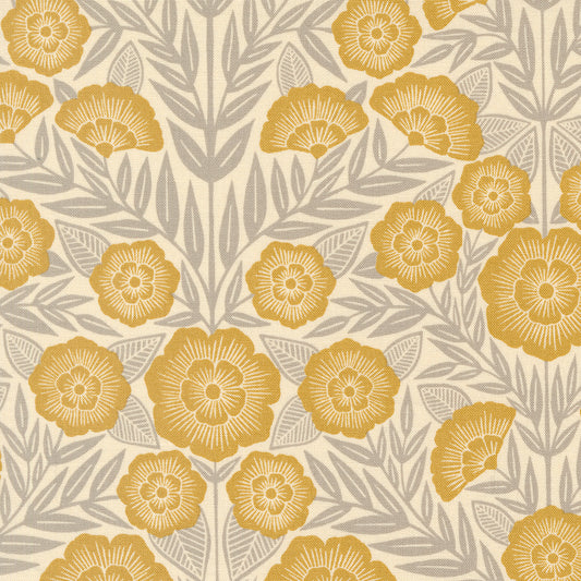 Flower Press Ecru Gold Florals by Katharine Watson of Moda fabrics (sold in 25cm increments)