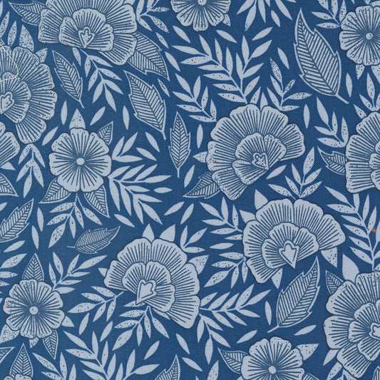 Flower Press Indigo Scattered Florals by Katharine Watson of Moda fabrics (sold in 25cm increments)