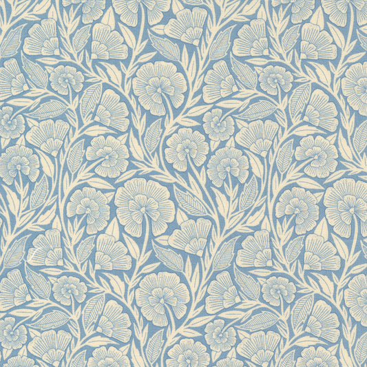 Flower Press Sky Curved Florals by Katharine Watson of Moda fabrics (sold in 25cm increments)