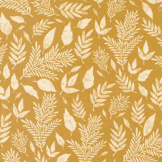 Flower Press Gold Scattered Leaf M330331 by Katharine Watson of Moda fabrics (sold in 25cm increments)