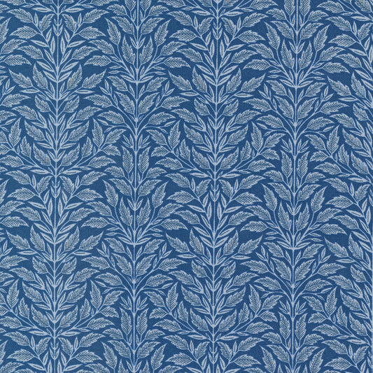 Flower Press Indigo Leaves Stripe by Katharine Watson of Moda fabrics (sold in 25cm increments)